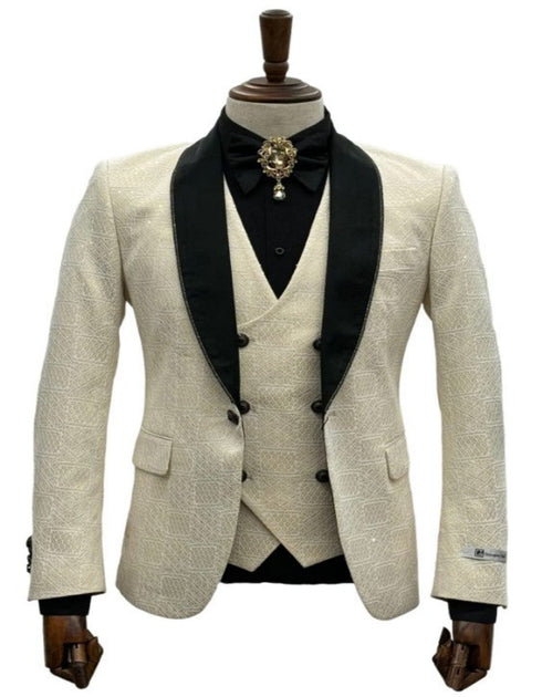 Ivory Wedding Suit - Cream Tuxedo Suit - Ivory Dinner Jacket Plus Pants
